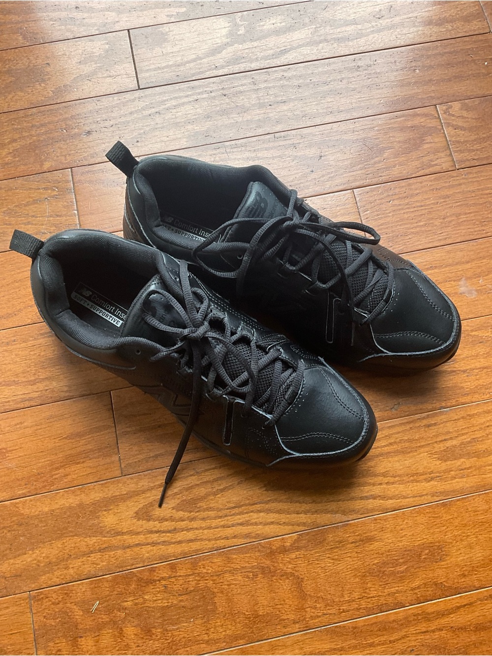 New Balance 608v5 Men's Size 12 Black Leather Slip-Resistant Work Shoes MX608AB